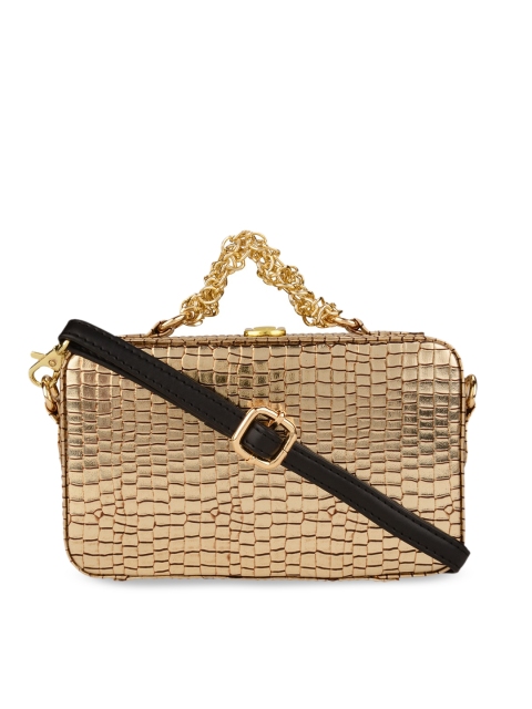 

Vdesi Gold-Toned PU Structured Handheld Bag with Cut Work