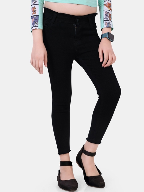 

POPLINS Girls Black Slim Fit Denim Jeans
