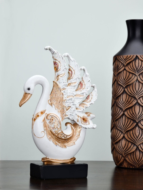 

Athome by Nilkamal White & Gold-toned Swan Showpiece