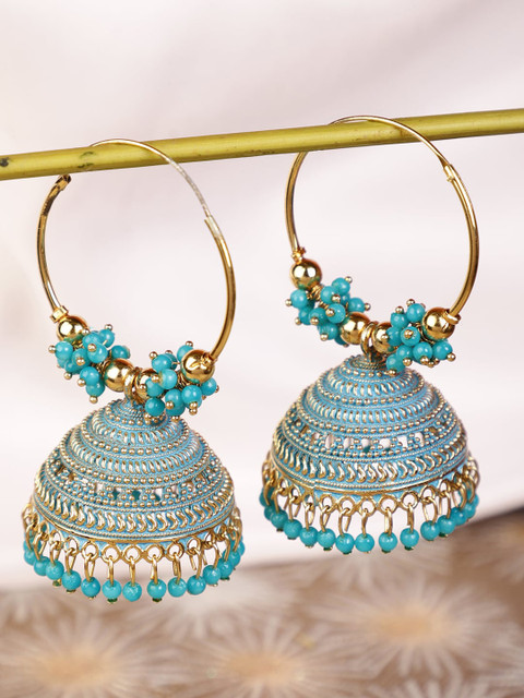 

Shining Diva Blue Jhumkas Earrings