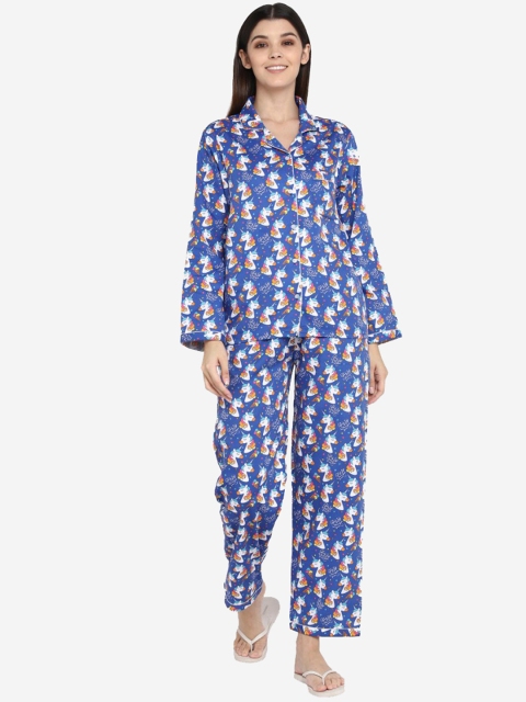

shopbloom Blue Unicorn Print Pure Cotton Night Suit