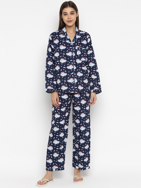 

shopbloom Women Blue Printed Night suit WC-493-LS-XS