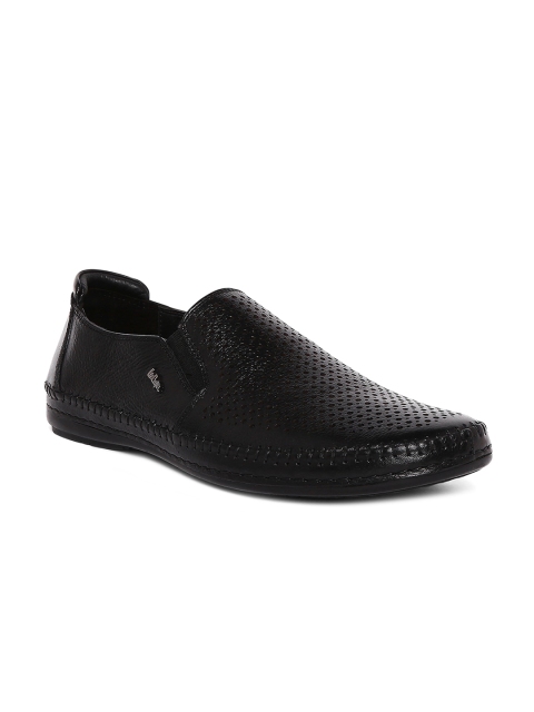 

Lee Cooper Men Black Textured Leather Slip-On Sneakers