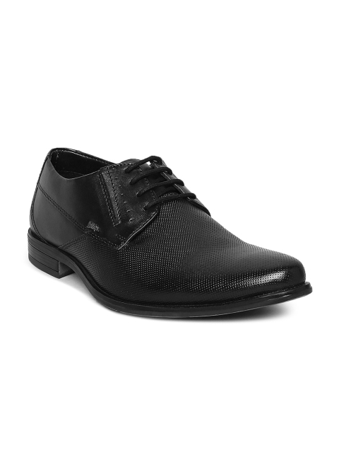 

Lee Cooper Men Black Solid Leather Formal Oxfords
