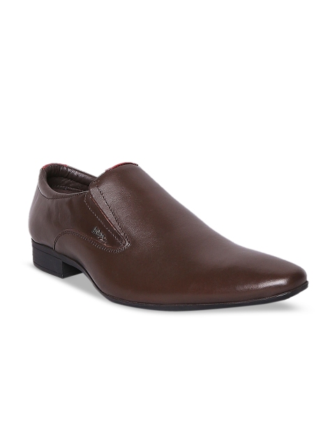 

Lee Cooper Men Brown Solid Leather Formal Slip-Ons