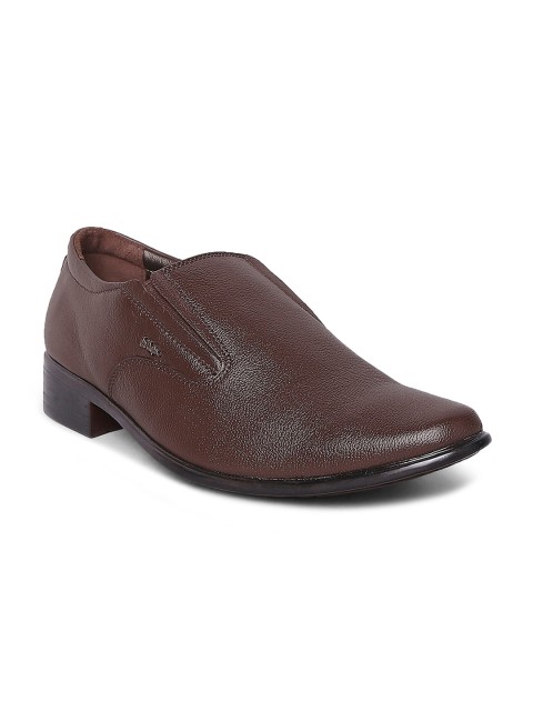 

Lee Cooper Men Brown Textured Leather Formal Slip-on's
