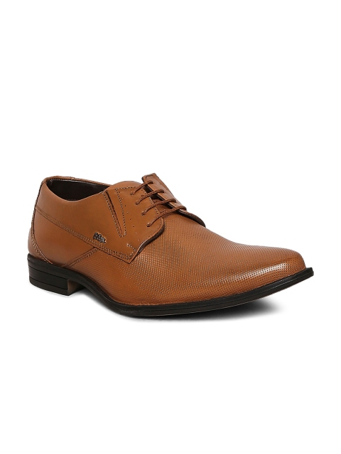 

Lee Cooper Men Tan-Brown Textured Leather Formal Derby