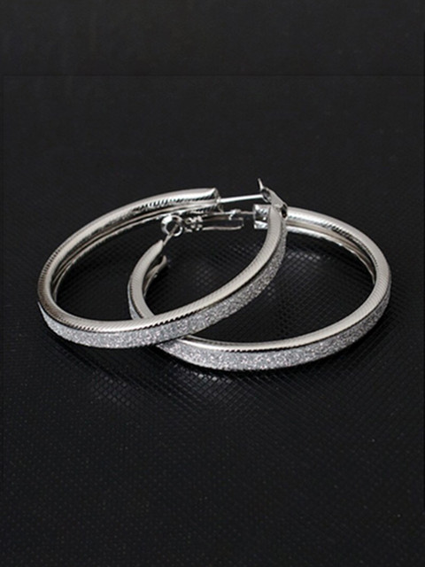 

Arendelle Silver-Toned Contemporary Hoop Earrings