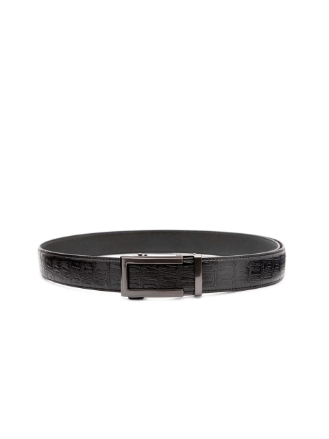 

ELOPPE Men Black Textured Leather Belt