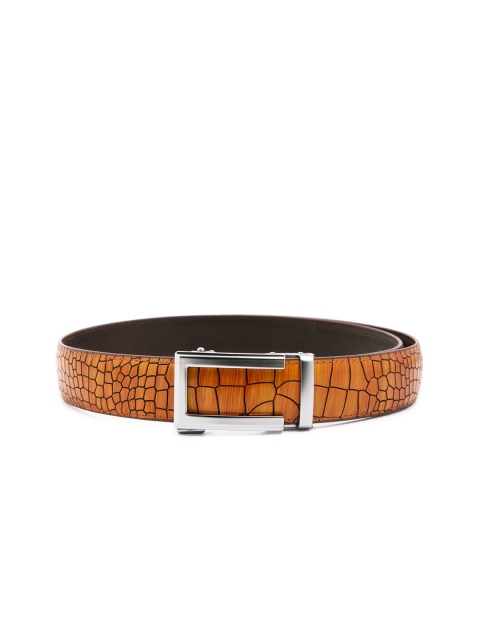 

ELOPPE Men Orange Textured Leather Formal Belt