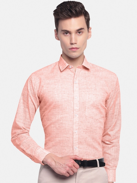 

GHPC Men Orange Premium Cotton Linen Formal Shirt