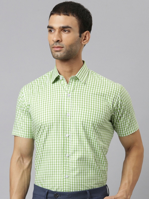 

GHPC Men Olive Green Gingham Checks Checked Formal Shirt
