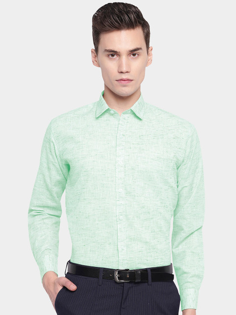 

GHPC Men Sea Green Premium Cotton Linen Formal Shirt