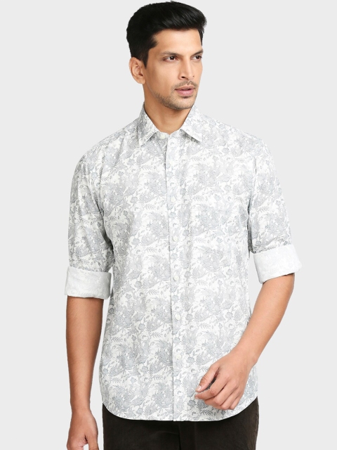 

ColorPlus Men Grey Tailored Fit Floral Printed Cotton Casual Shirt