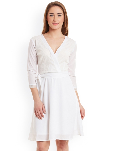

WISSTLER Women Off-White Fit & Flare Dress with Lace Detail