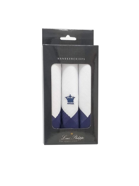

Louis Philippe Men White & Navy Blue Pack of 3 Cotton Handkerchief