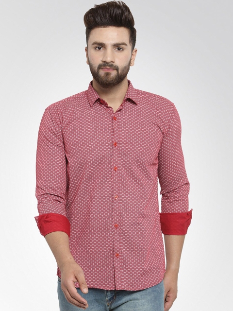 

JAINISH Men Maroon Classic Regular Fit Printed Cotton Casual Shirt
