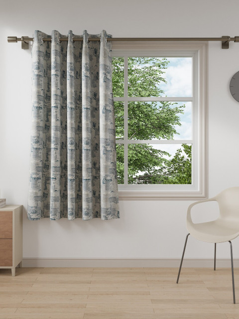 

DDecor Blue & Grey Abstract Printed Blackout Single Window Curtain