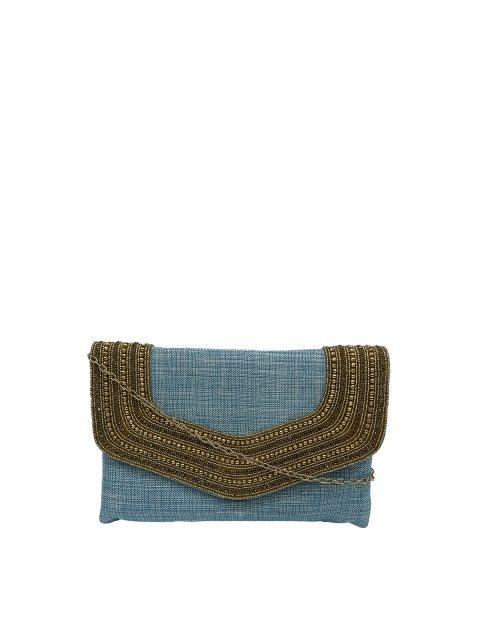 

LELYS Women Blue & Gold-Toned Embellished Purse Clutch