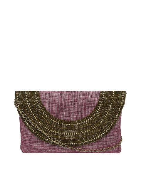 

LELYS Pink & Gold-Toned Embellished Purse Clutch