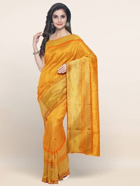 

Pothys Yellow & Gold-Toned Woven Design Zari Art Silk Saree