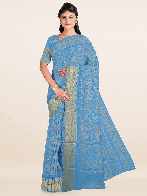 

Pothys Blue & Gold-Toned Woven Design Zari Art Silk Saree