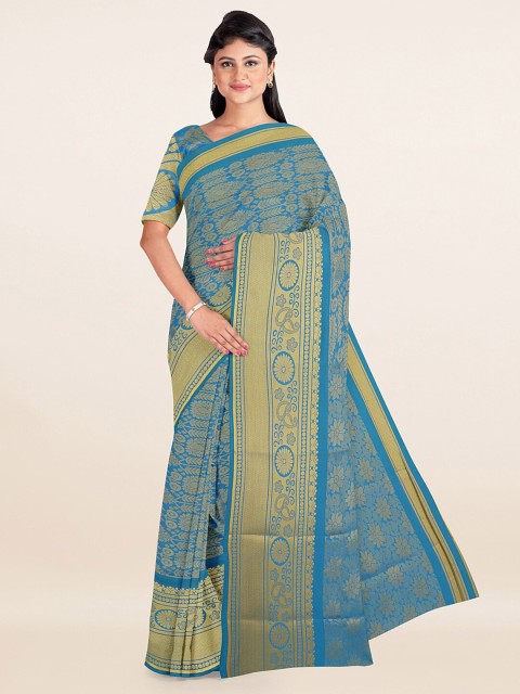 

Pothys Blue & Gold-Toned Woven Design Zari Art Silk Saree
