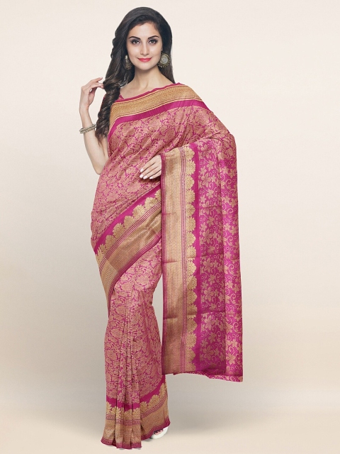 

Pothys Violet & Golden Floral Zari Art Silk Saree