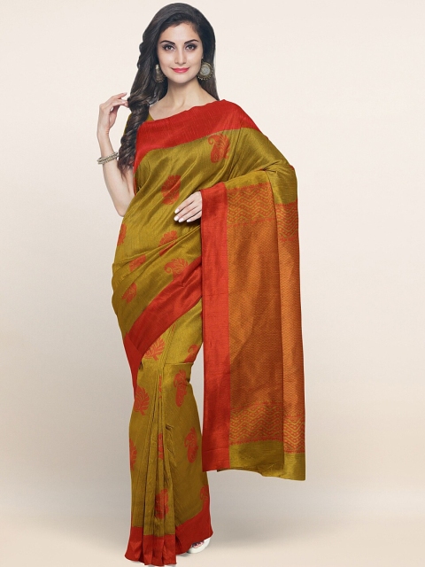 

Pothys Green & Black Ethnic Motifs Silk Cotton Saree