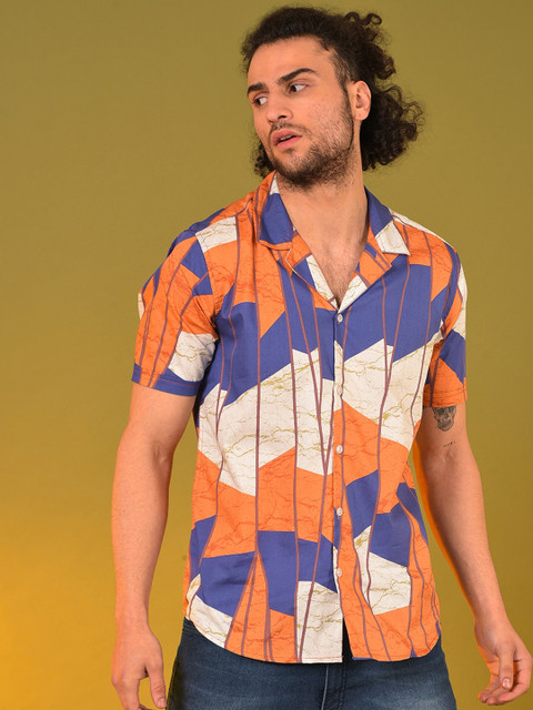 

Campus Sutra Men Orange Classic Printed Casual Shirt