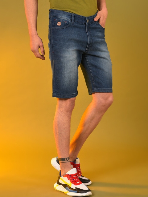 

Campus Sutra Men Navy Blue Washed Denim Outdoor Denim Shorts