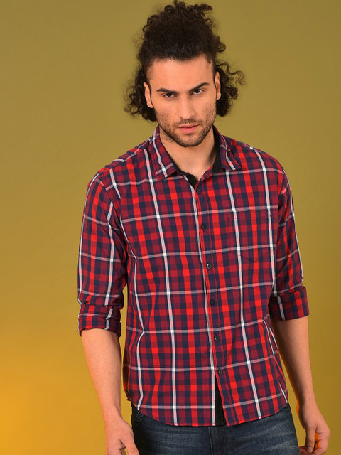 

Campus Sutra Men Maroon Classic Checked Casual Shirt