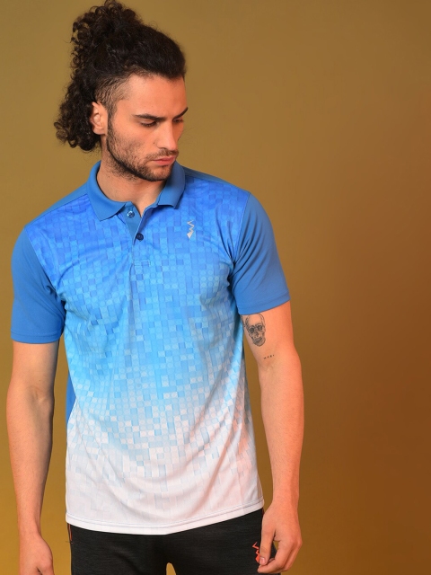 

Campus Sutra Men Blue Printed Polo Collar Outdoor T-shirt