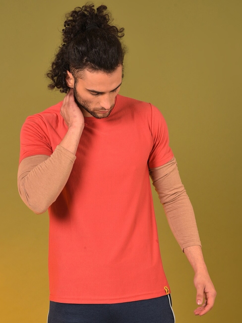 

Campus Sutra Men Peach-Coloured Polo Collar Outdoor T-shirt