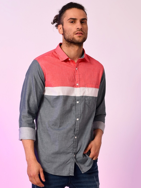 

Campus Sutra Men Red Classic Colourblocked Casual Shirt
