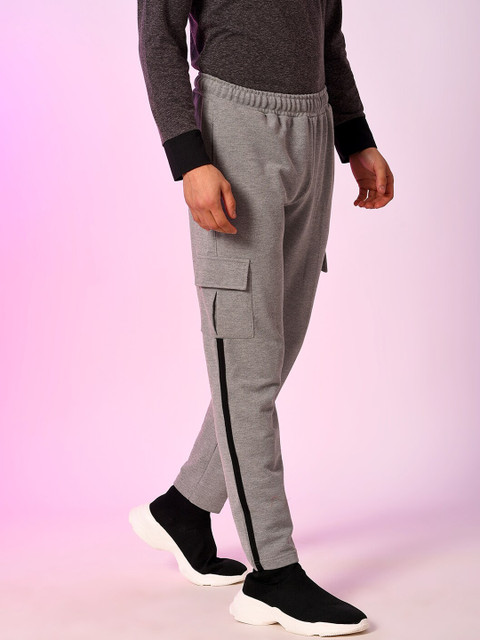 

Campus Sutra Men Grey Solid Cotton Track Pants
