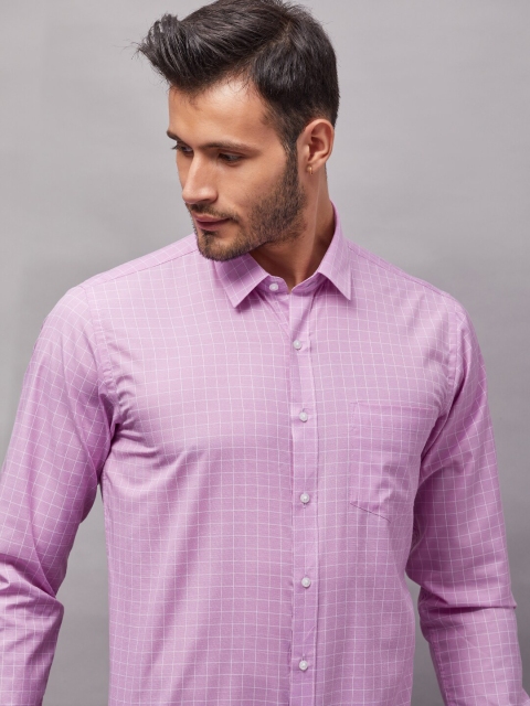 

Oxemberg Men Purple Checked Classic Slim Fit Formal Cotton Shirt