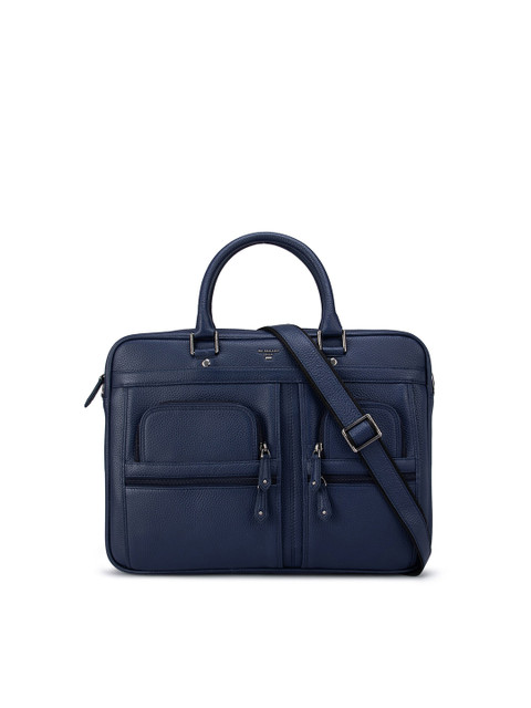 

Da Milano Unisex Blue Textured Leather Laptop Bag