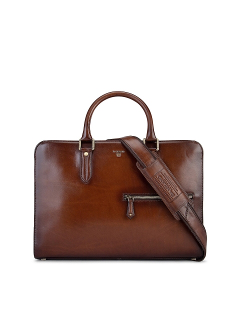 

Da Milano Brown Textured Leather Laptop Bag