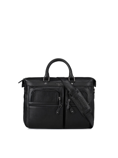 

Da Milano Unisex Black Textured Leather Laptop Bag