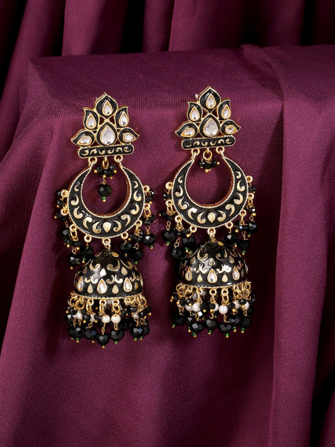 

VIRAASI Women Black & Gold-Toned Contemporary Jhumkas Earrings