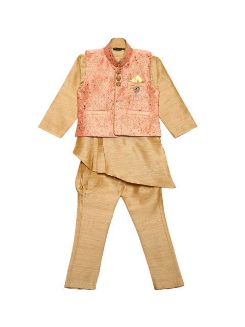 

Aj DEZInES Boys Peach-Coloured Kurta with Pyjamas