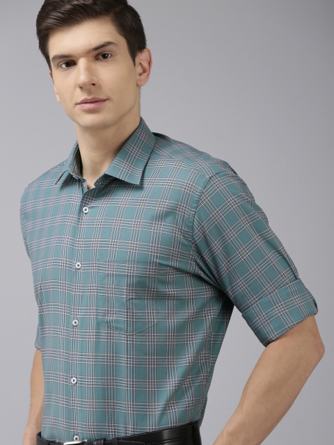 

Van Heusen Men Turquoise Blue Standard Multi Stripes Striped Formal Shirt