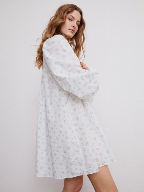 

H&M Women White Cotton A-line dress
