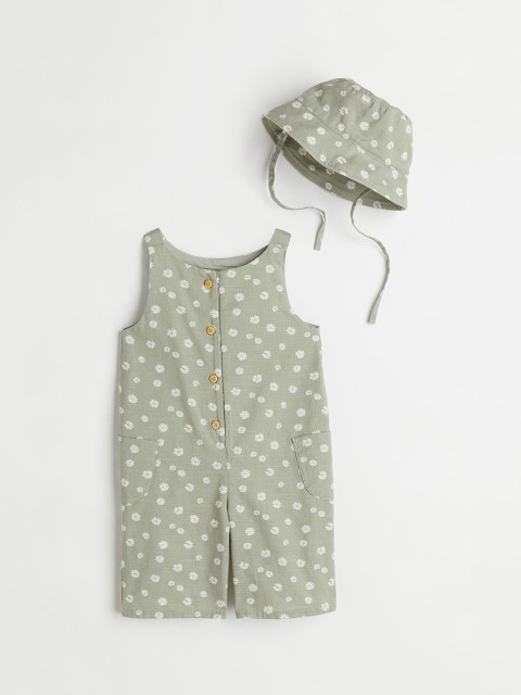 

H&M Girls Olive Green 2-piece Cotton Set