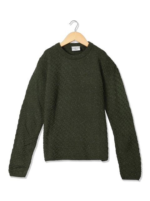 

Cherokee Girls Olive Green Metallic Knit Crew Neck Pullover