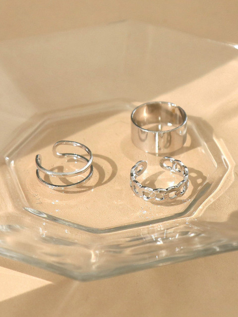 

Pipa Bella Women Pack of 3 Silver-Plated Finger Rings