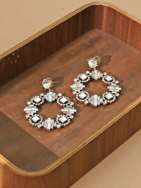 

Pipa Bella Silver-Toned Embellished Circular Hoop Earrings