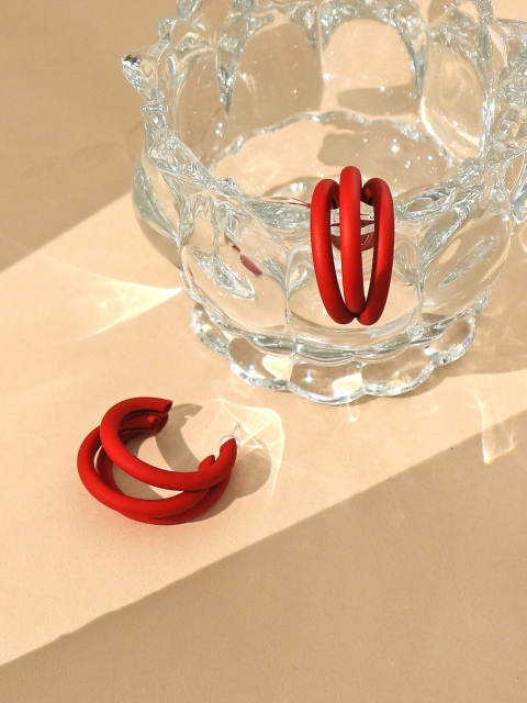 

Pipa Bella Red Triple Hoop Earrings