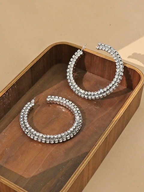

Pipa Bella Silver-Toned Circular Half Hoop Earrings